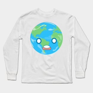 Kawaii Earth - Shocked Earth Long Sleeve T-Shirt